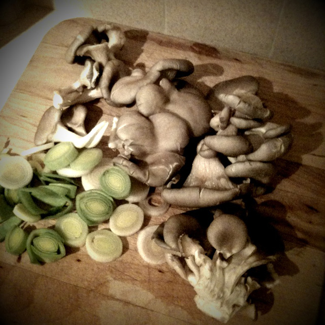 Oyster mushrooms & leeks