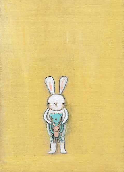 Bunny holding a bear holding a bunny