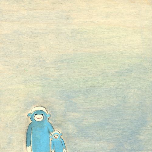 Sock monkeys in blue