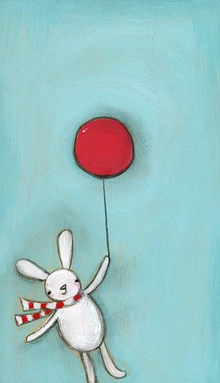 Little red balloon bunny