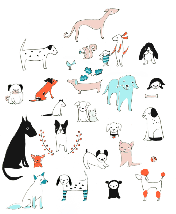 I heart dogs aqua & orange