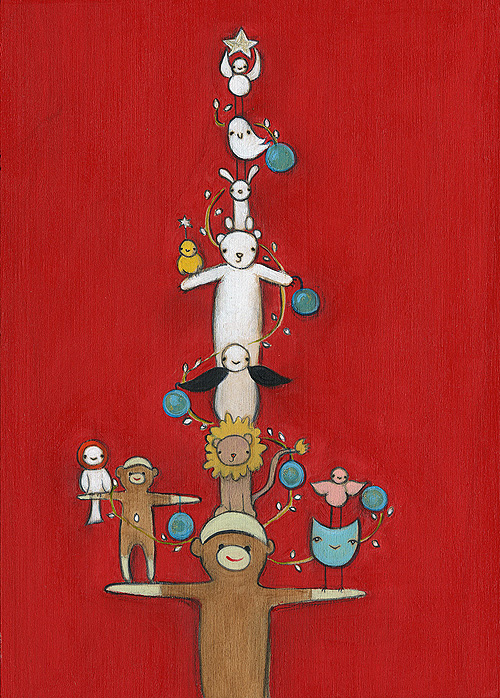 Sock monkey holiday tree