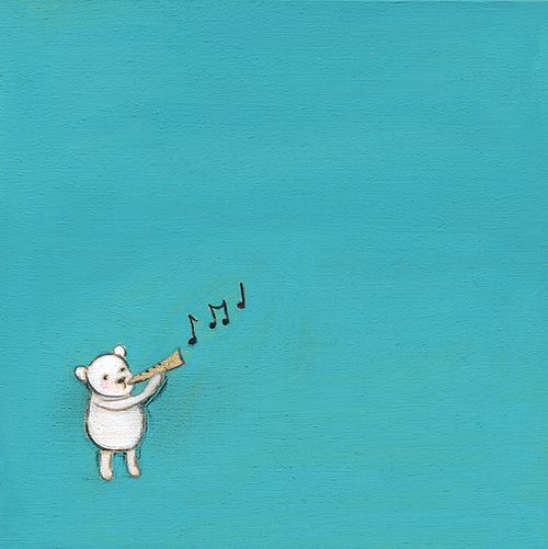A bear plays a tune