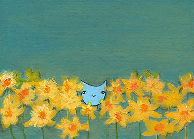 oscar among dandelions