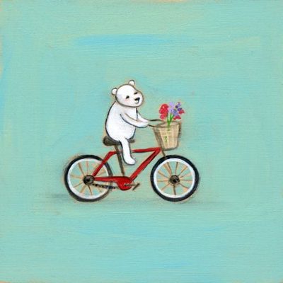 a bear and a bicycle