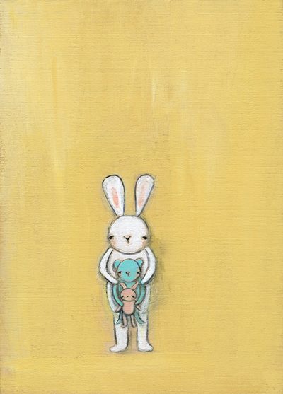 bunny holding a bear holding a bunny
