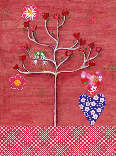 love birds in a love tree
