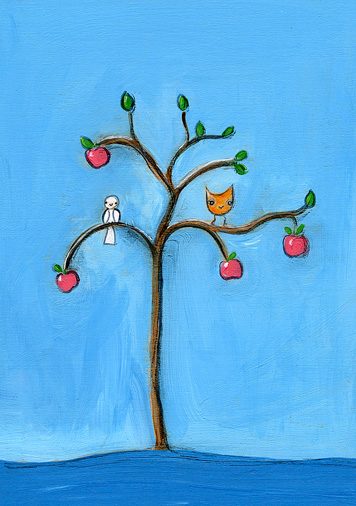 friends in an apple tree