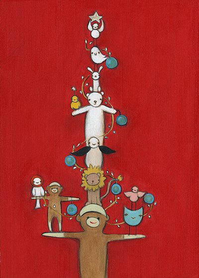 sock monkey holiday tree